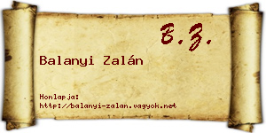 Balanyi Zalán névjegykártya